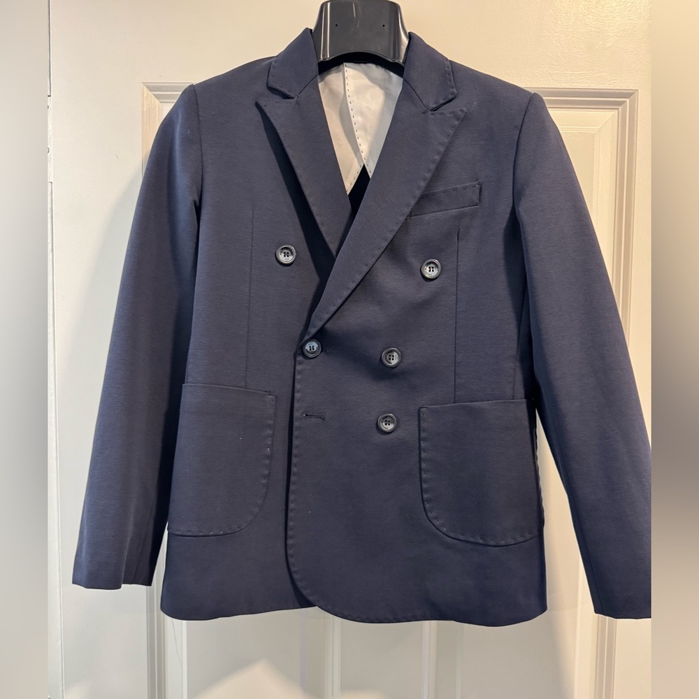 Boys Emanuel Pris Navy Double-Breasted Blazer - Picture 2 of 6